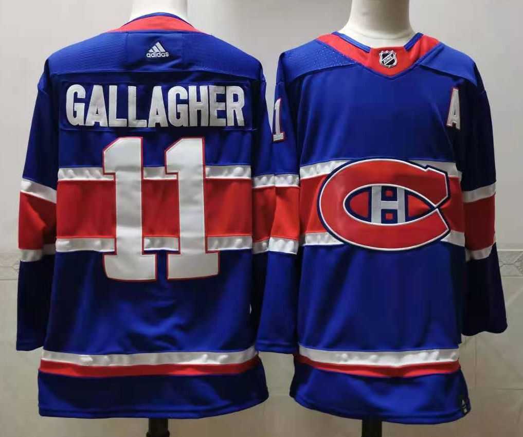 Men Montreal Canadiens 11 Gallagher Blue Throwback Authentic Stitched 2020 Adidias NHL Jersey